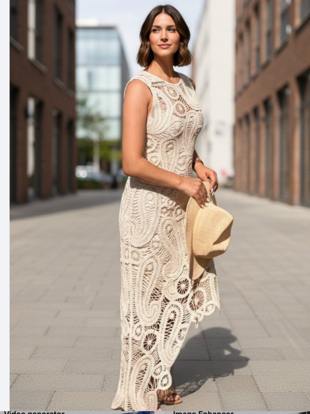 Zara Cream Crochet Midi Dress